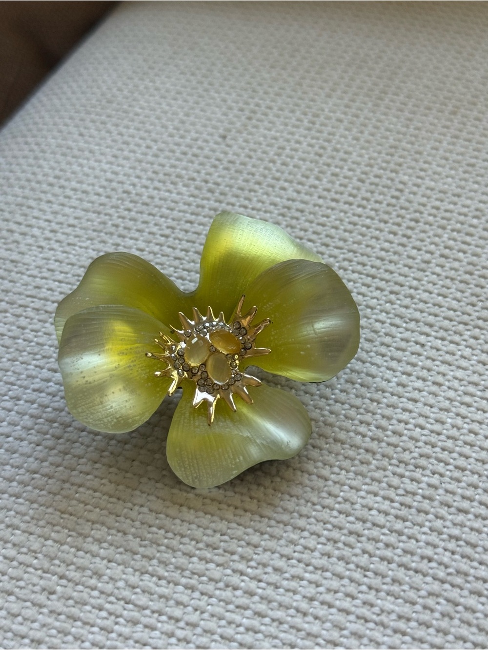 Alexis Bittar Lime Green Flower Brooch with Gold Center